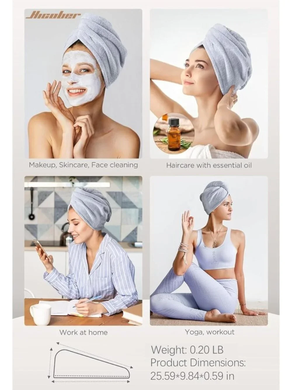 3-Pack Microfiber Hair Towel Wraps - Quick-Drying, Highly Absorbent for Curly